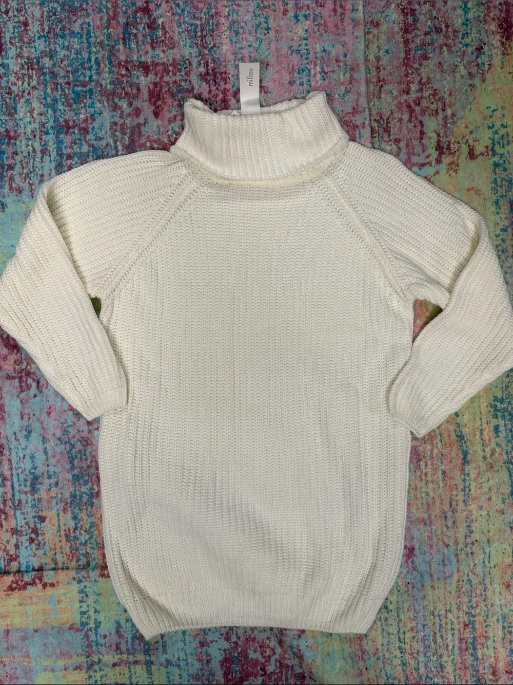 Milano Cream Ribbed Turtleneck Sweater